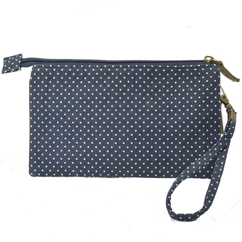 Handtasche Patchwork Kosmetiktasche Geldbörse Punkte Navy
